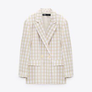 Zara GINGHAM BLAZER, NWT